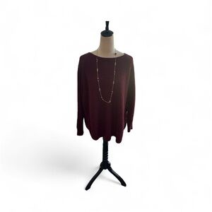 Magnolia lane szXL burgundy knitted sweater with a big brown button on each side